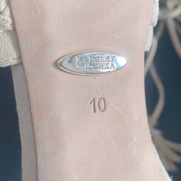 BADGLEY MISCHKA BOMBAY Stiletto Heeled Suede Sandals Nude/Cream Size 10 - Picture 12 of 13